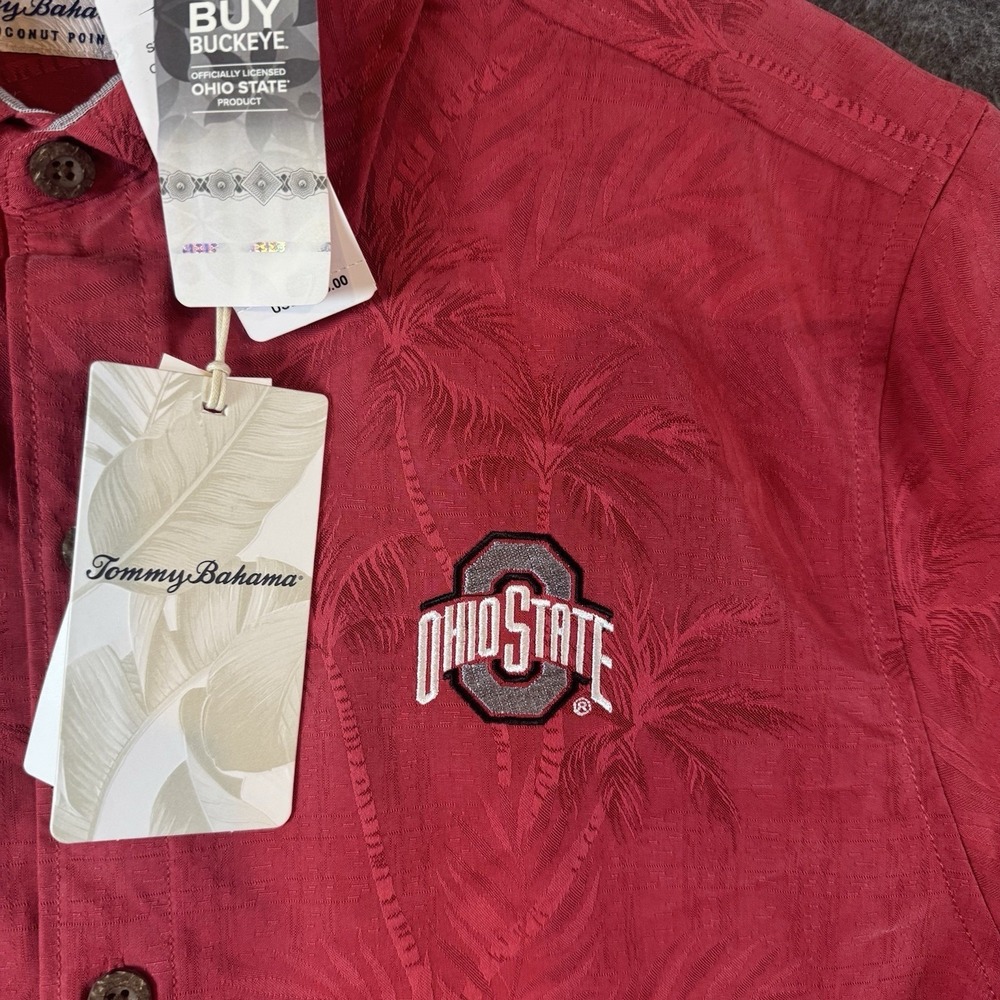 Ohio State Buckeye Tommy Bahama IslandZone Coconut Point Hawaiian Shirt Sz S NEW - Picture 3 of 11